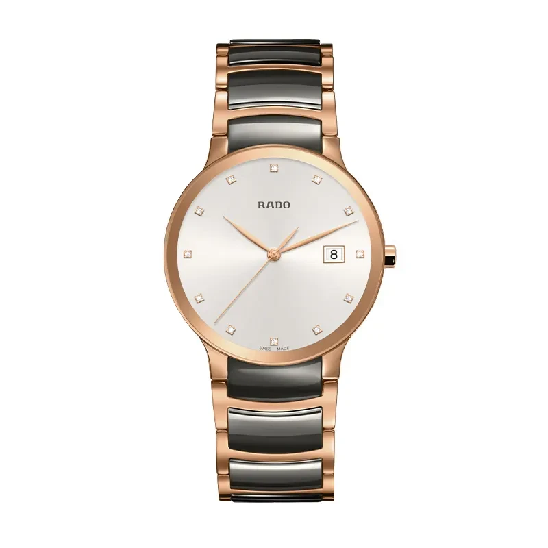 Rado Centrix White Dial Two-tone 12 Diamonds Men's Watch- R30554762