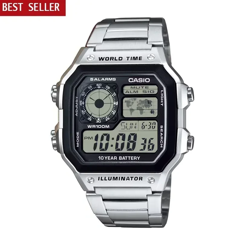 Casio Youth Digital Black Dial World Time Men's Watch- AE-1200WHD-1AVDF